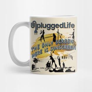 Beach Volleyball Surfing Unplugged Life Sun Tee Mug